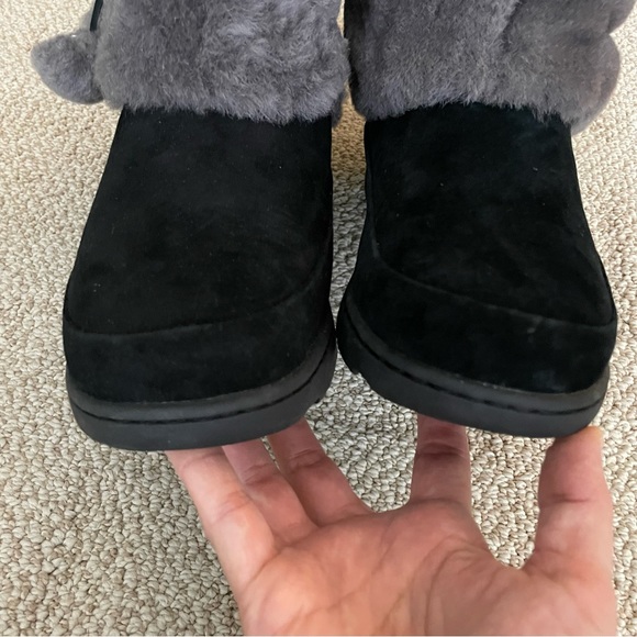 UGG Brie Waterproof Suede Boots Black w/ Pom Poms Women’s size 11 - Picture 10 of 13